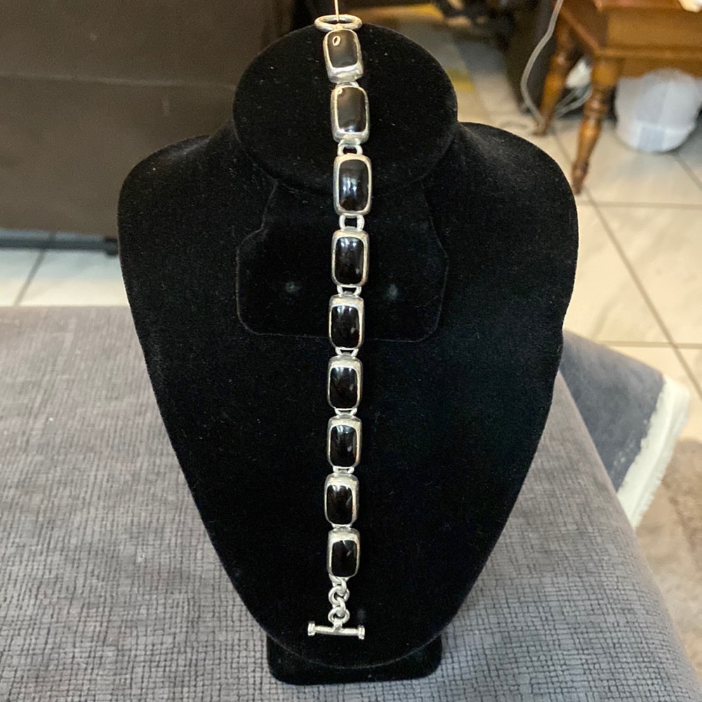 Taxco Mexico 925 Onyx Toggle Bracelet